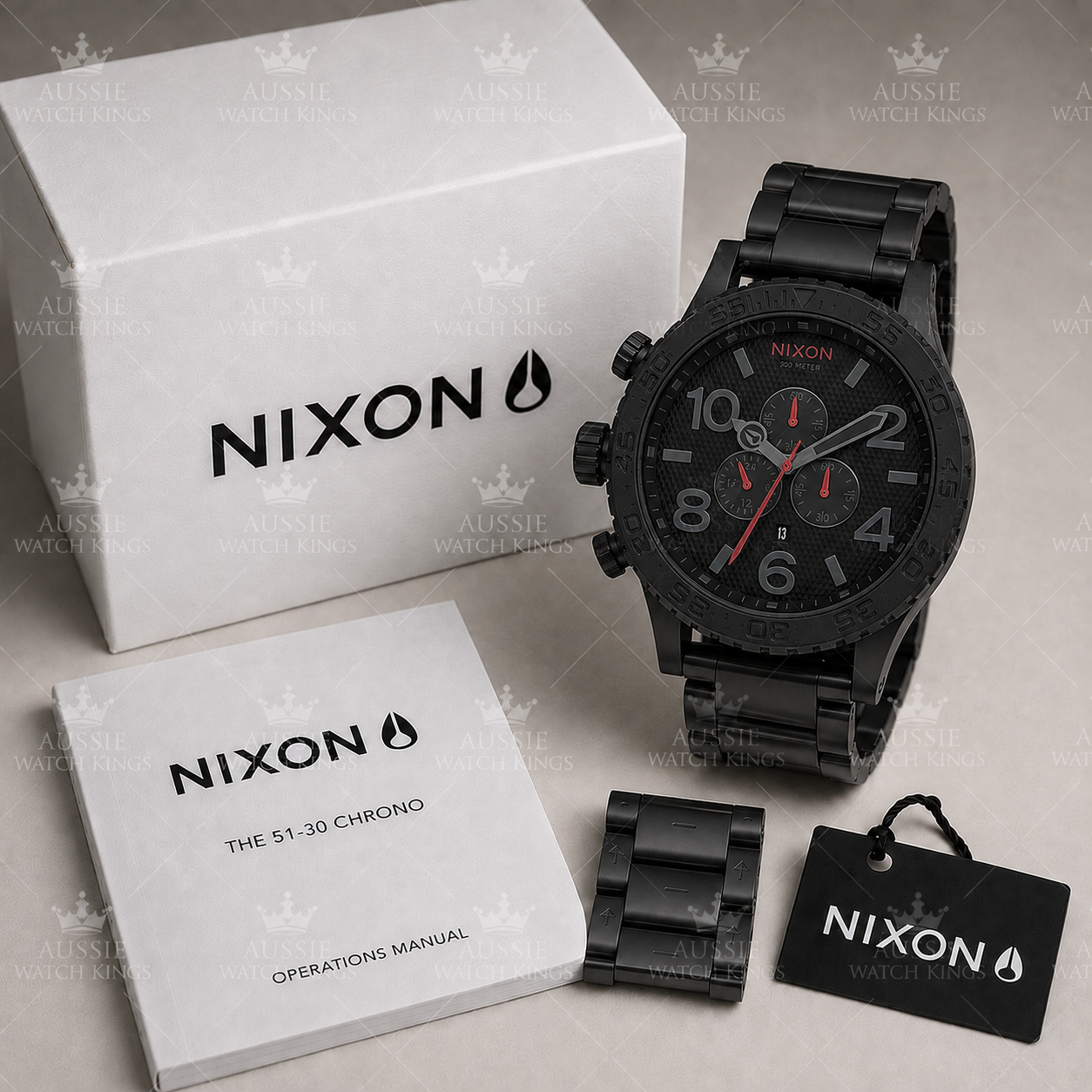 Nixon 51-30 Chrono Watch – Black Red | 51mm | 300m Water Resistant