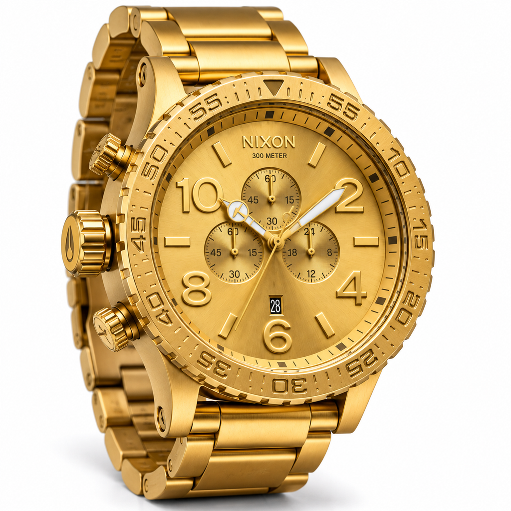 Nixon 51-30 Chrono chronograph watch in All Gold, 51mm case