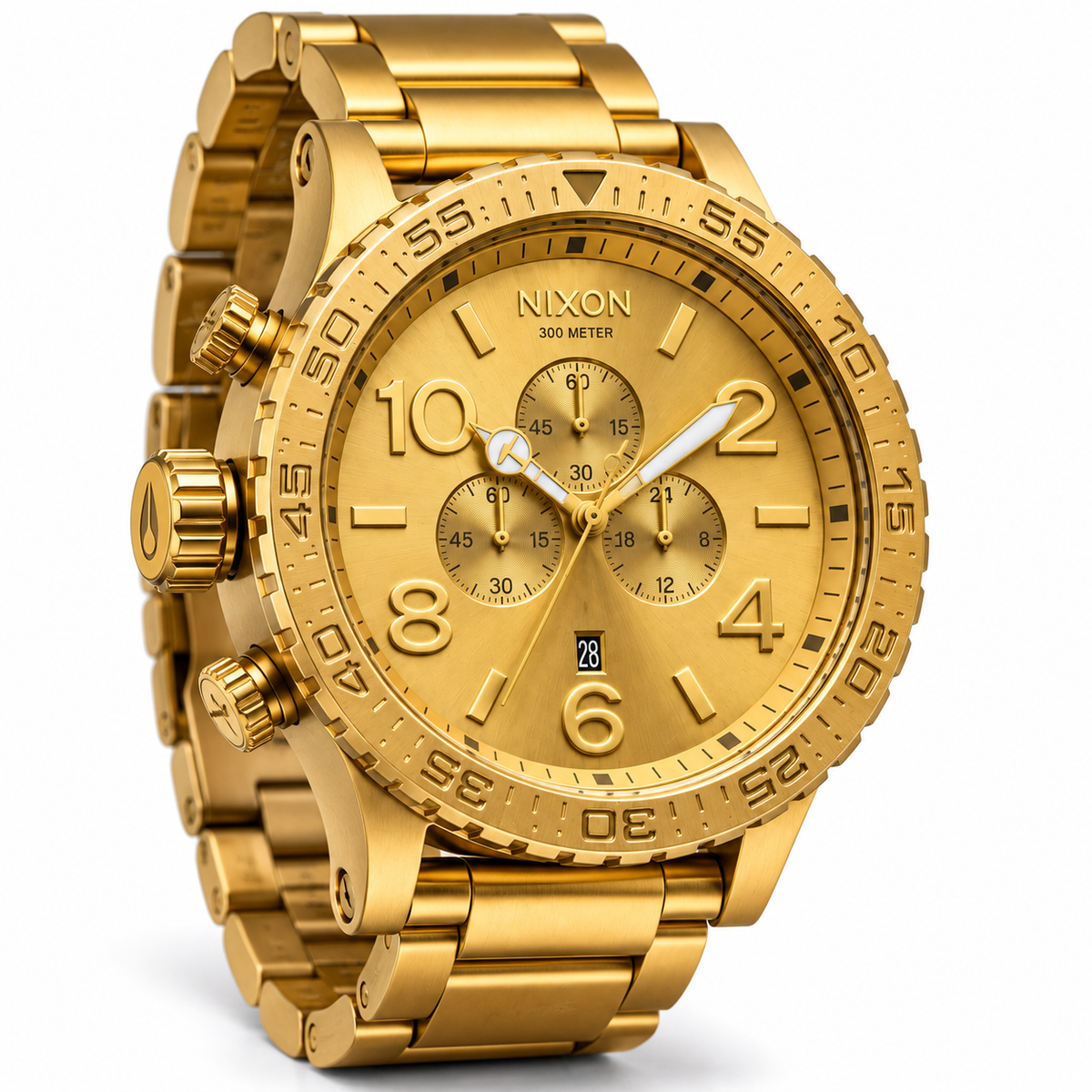 Nixon 51-30 Chrono chronograph watch in All Gold, 51mm case