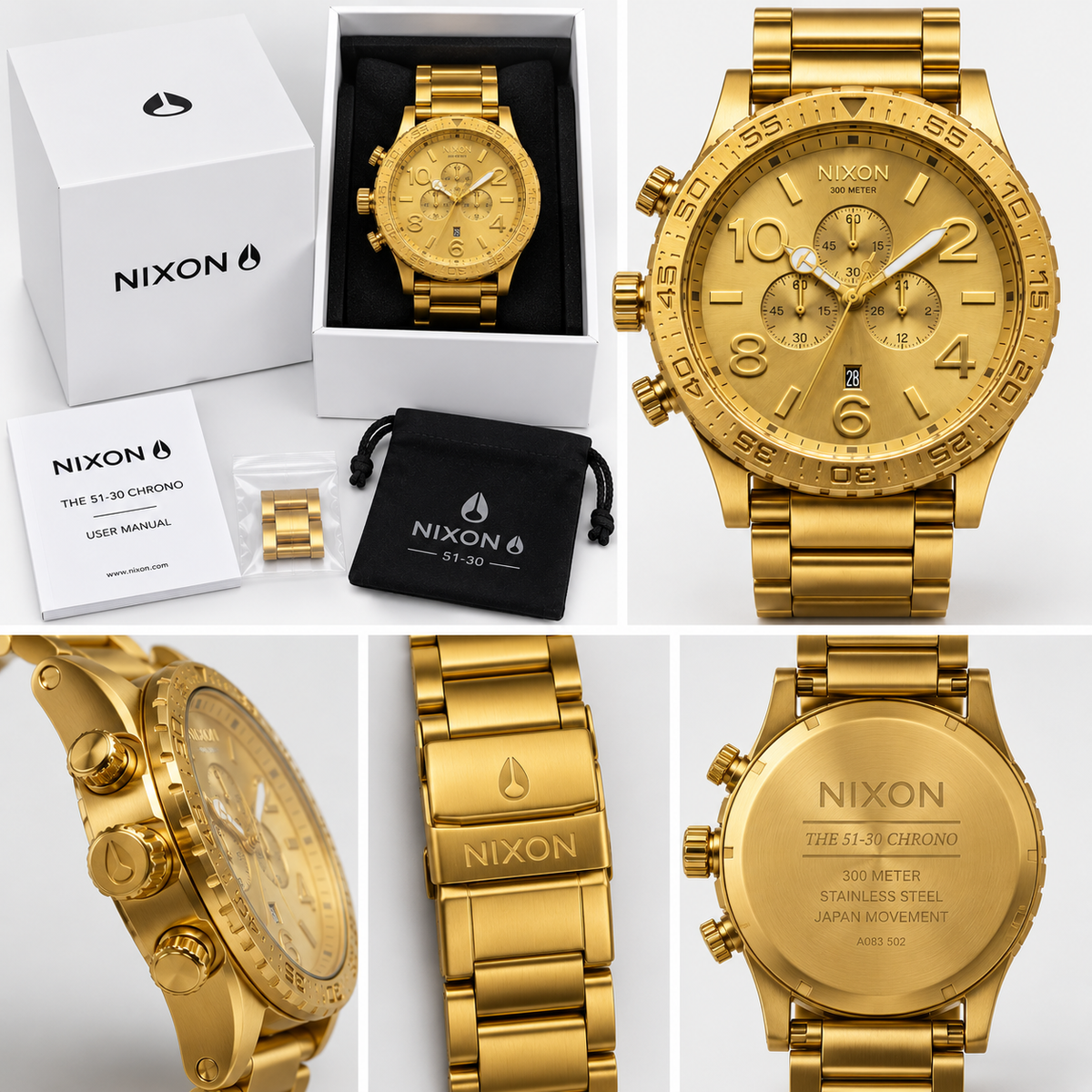 Nixon 51-30 Chrono in All Gold — men's watch, view 4
