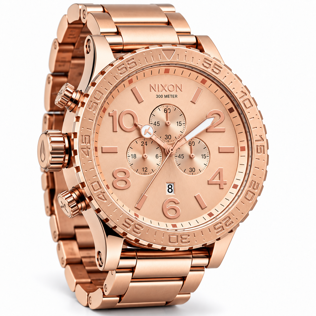 Nixon 51-30 Chrono chronograph watch in All Rose Gold, 51mm case