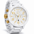 Nixon 51-30 Chrono chronograph watch in All White Gold, 51mm case