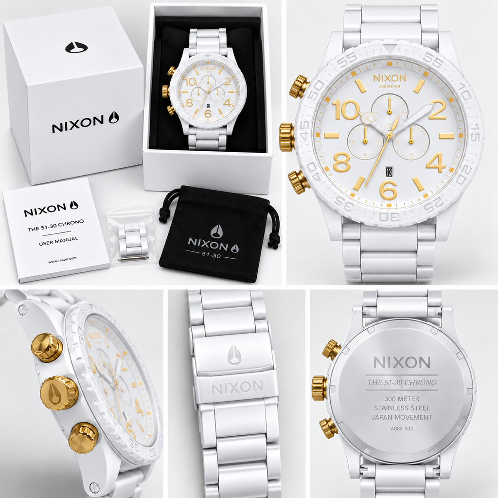 Nixon 51-30 Chrono in All White Gold — men's watch, view 4