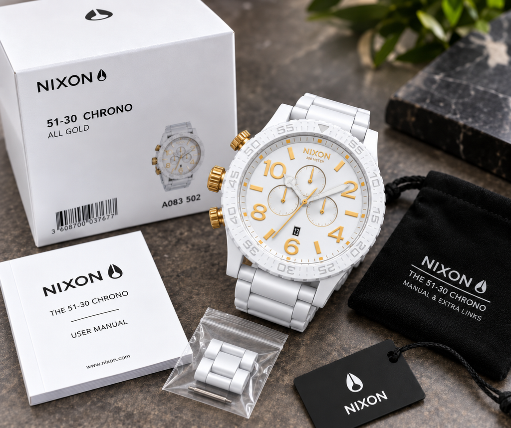 Nixon 51-30 Chrono in All White Gold — men's watch, view 5
