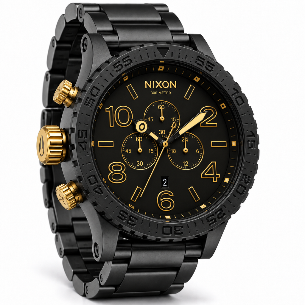 Nixon 51-30 Chrono chronograph watch in Black Gold, 51mm case