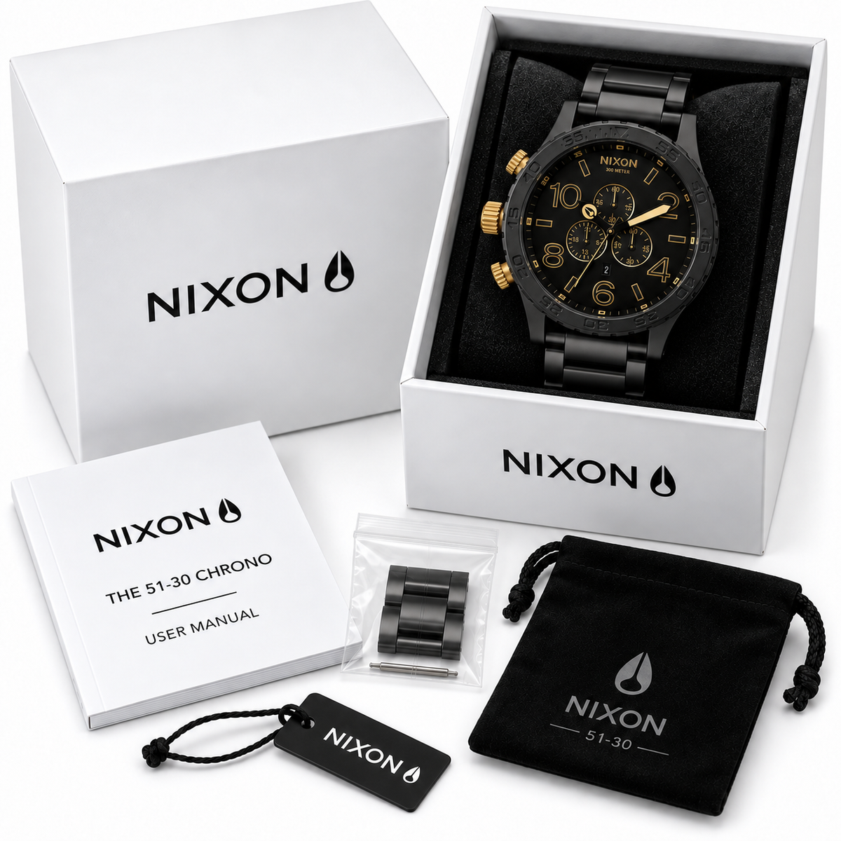 Nixon 51-30 Chrono in Black Gold — alternate angle