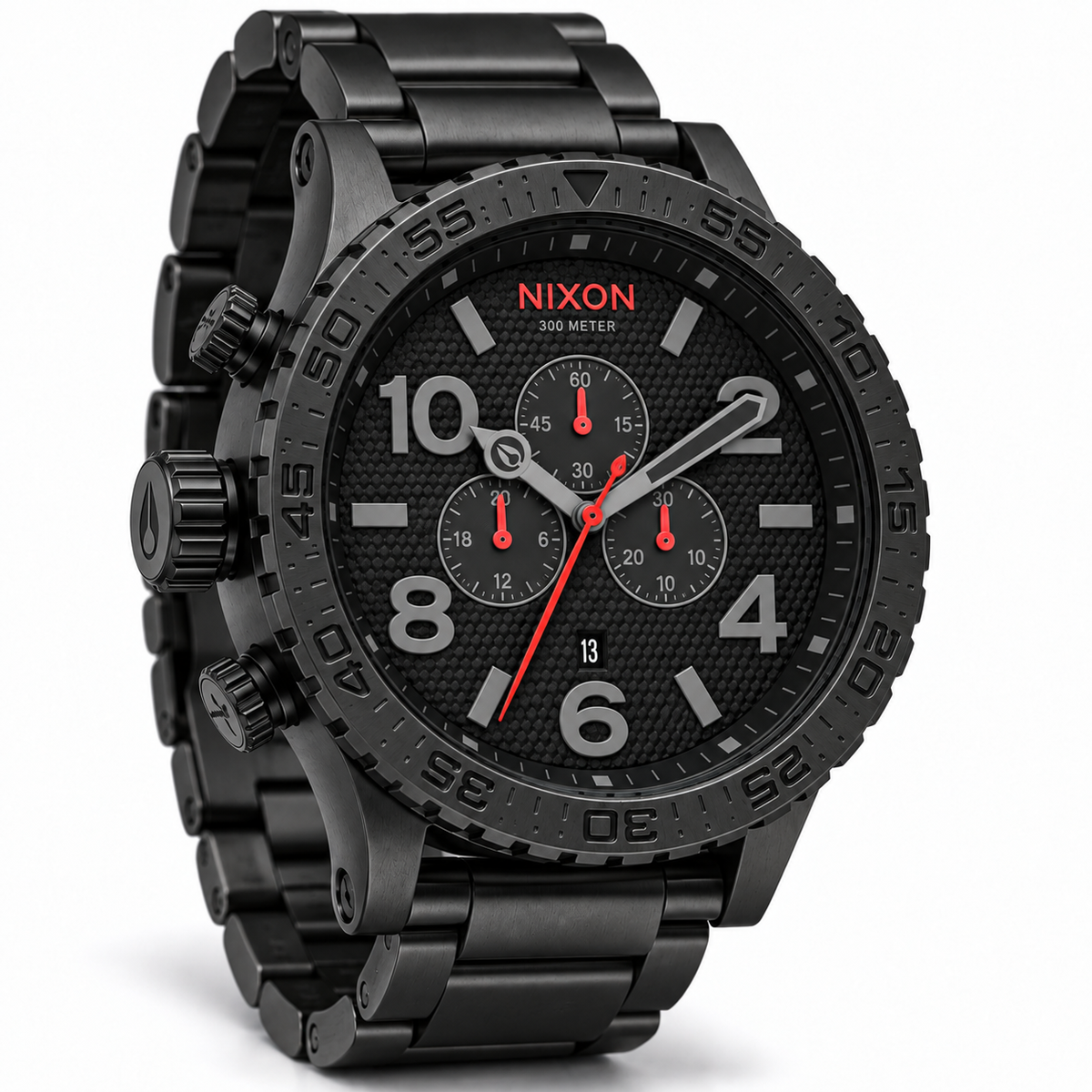 Nixon 51-30 Chrono chronograph watch in Black Red, 51mm case