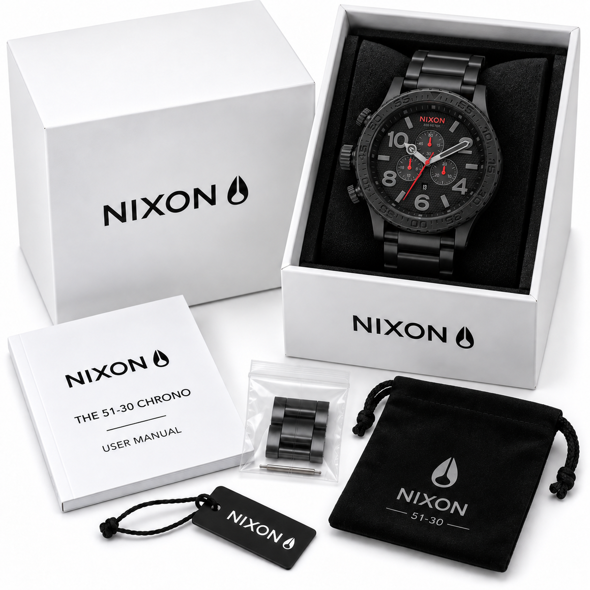 Nixon 51-30 Chrono in Black Red — alternate angle