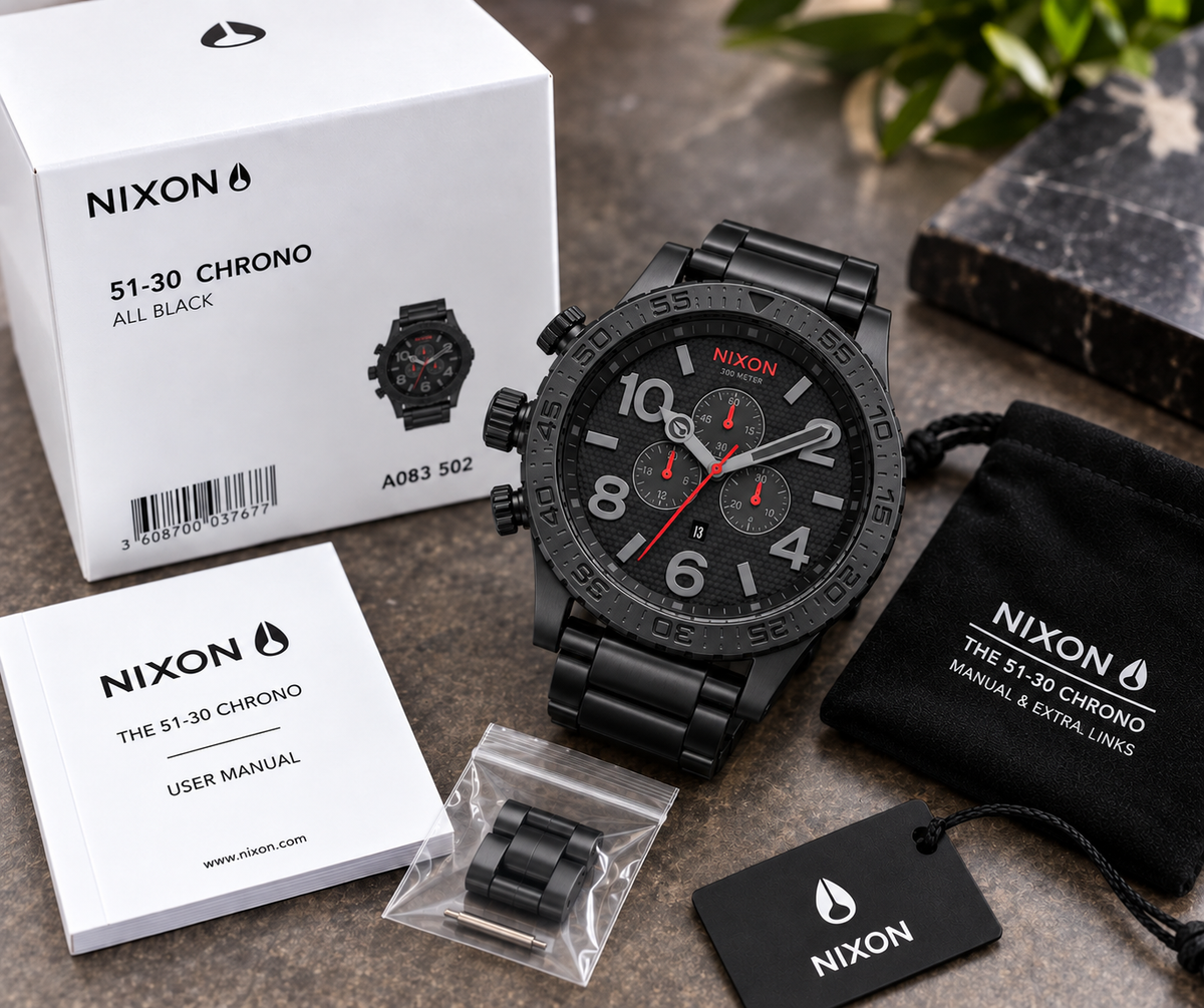 Nixon 51-30 Chrono in Black Red — men's watch, view 5