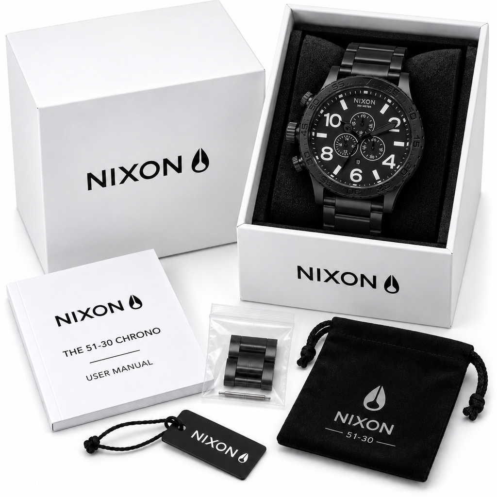 Nixon 51-30 Chrono in Black White — alternate angle