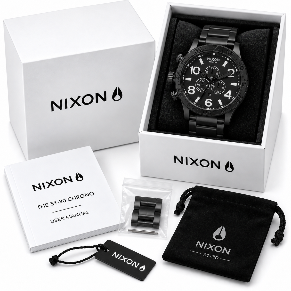 Nixon 51-30 Chrono in Black White — alternate angle