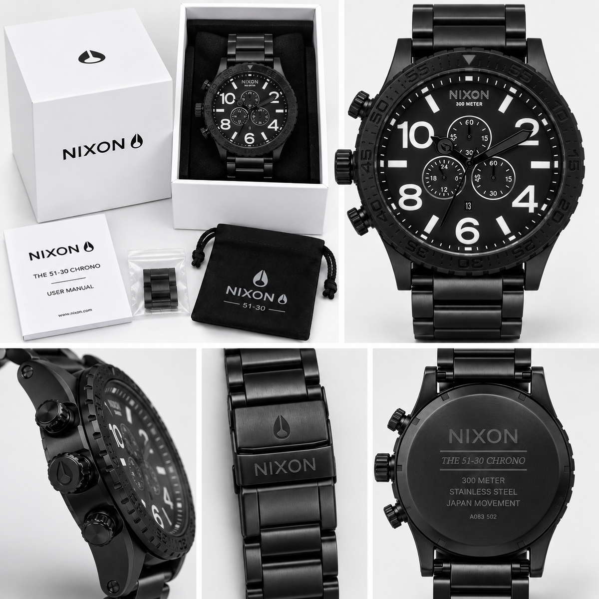 Nixon 51-30 Chrono in Black White — men's watch, view 4