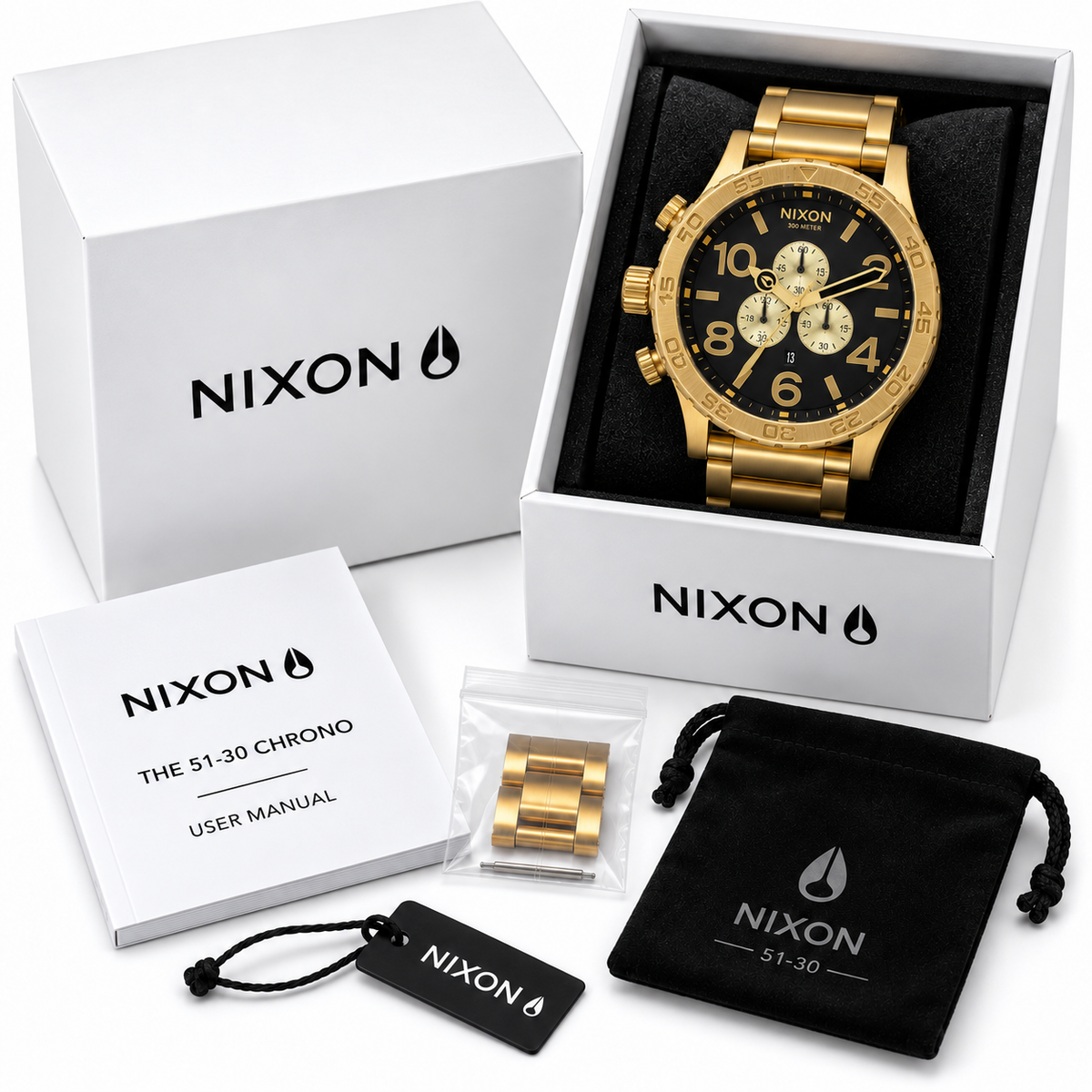 Nixon 51-30 Chrono in Gold Black — alternate angle