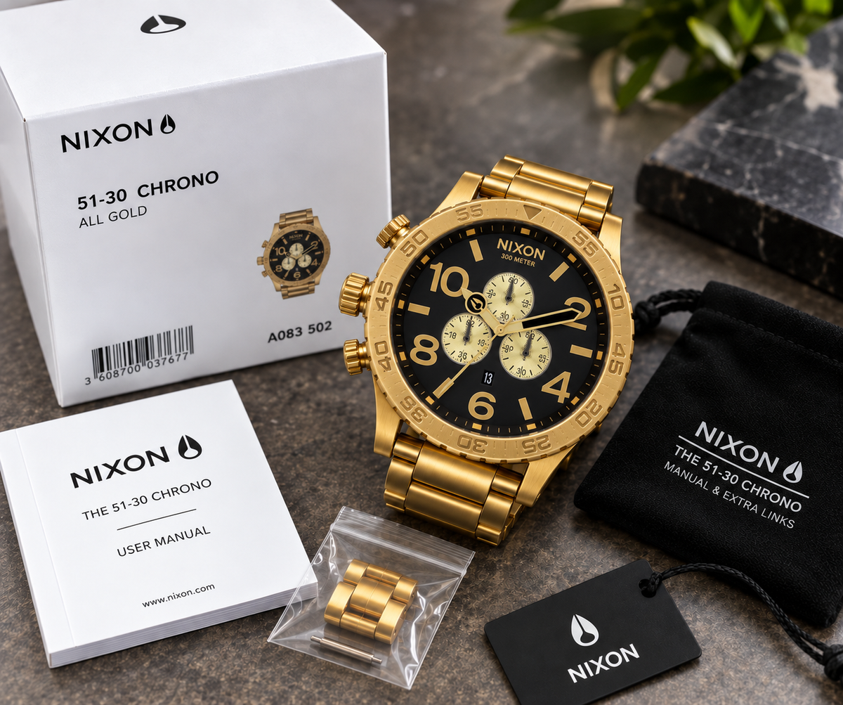 Nixon 51-30 Chrono in Gold Black — men's watch, view 5
