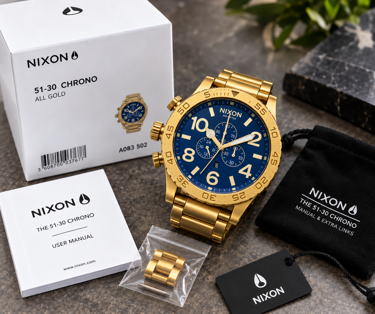 Nixon 51-30 Chrono in Gold Blue — men's watch, view 5