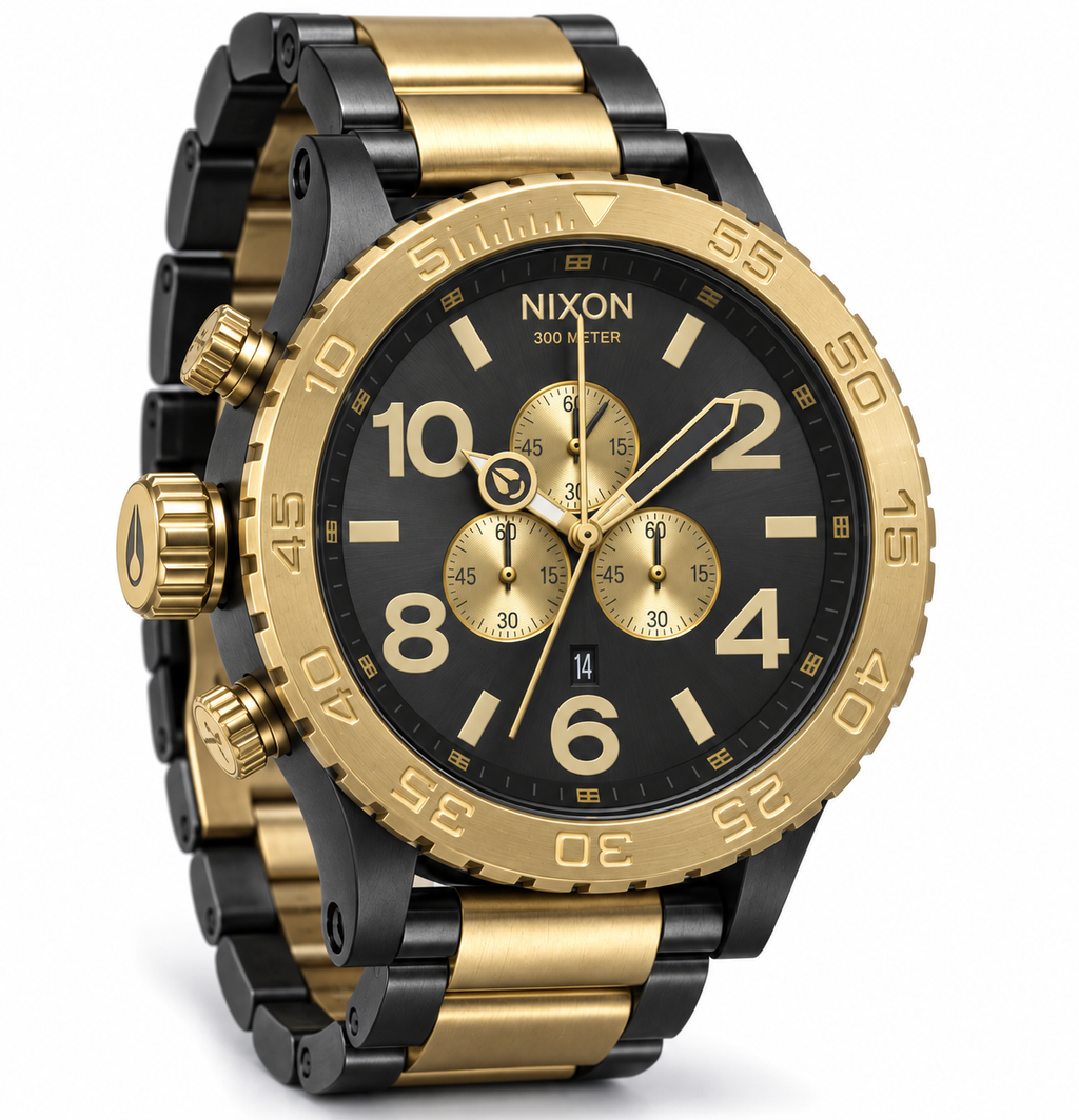 Nixon 51-30 Chrono chronograph watch in Gunmetal Gold, 51mm case