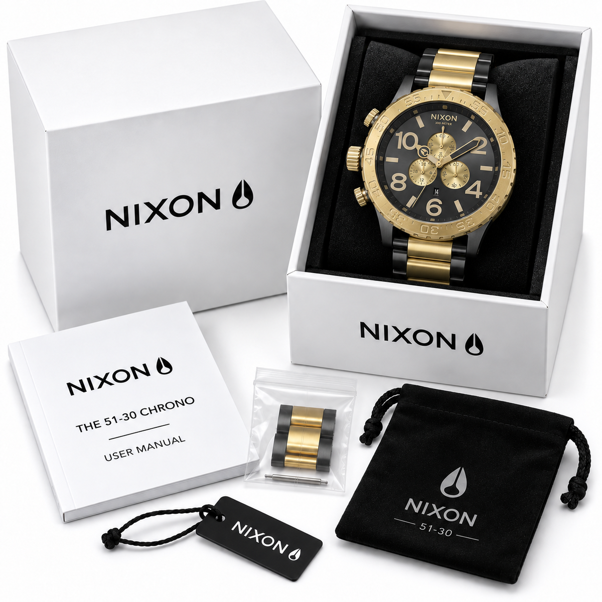Nixon 51-30 Chrono in Gunmetal Gold — alternate angle