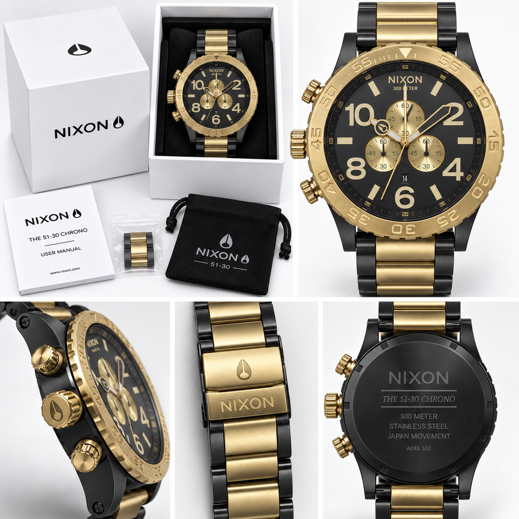 Nixon 51-30 Chrono in Gunmetal Gold — men's watch, view 4