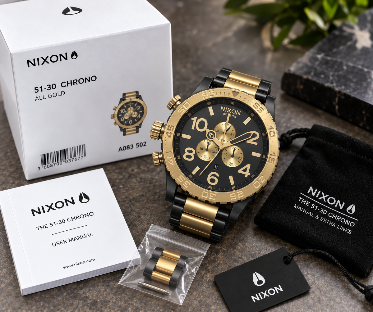 Nixon 51-30 Chrono in Gunmetal Gold — men's watch, view 5