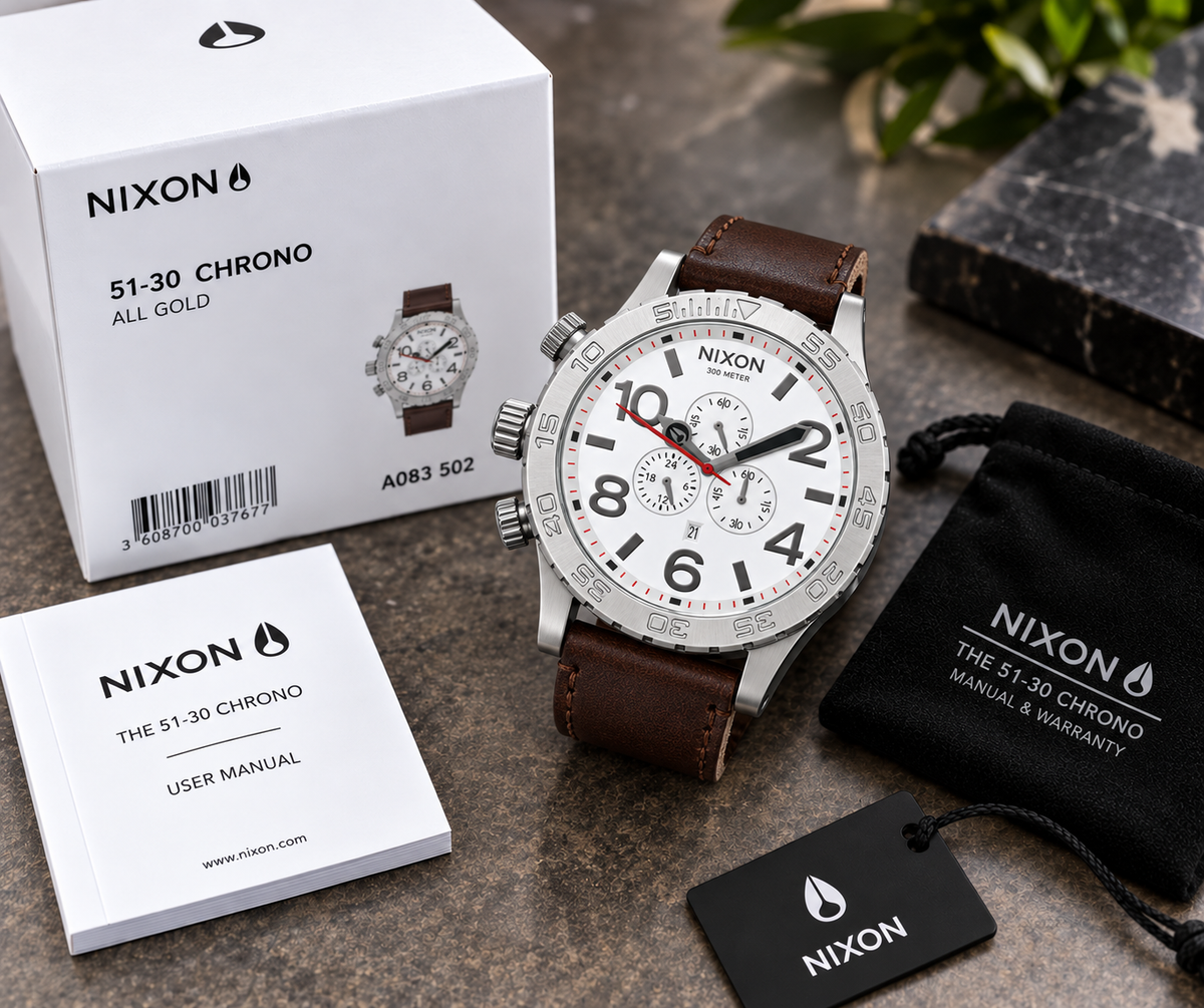 Nixon 51-30 Chrono in Silver White Brown — men's watch, view 5