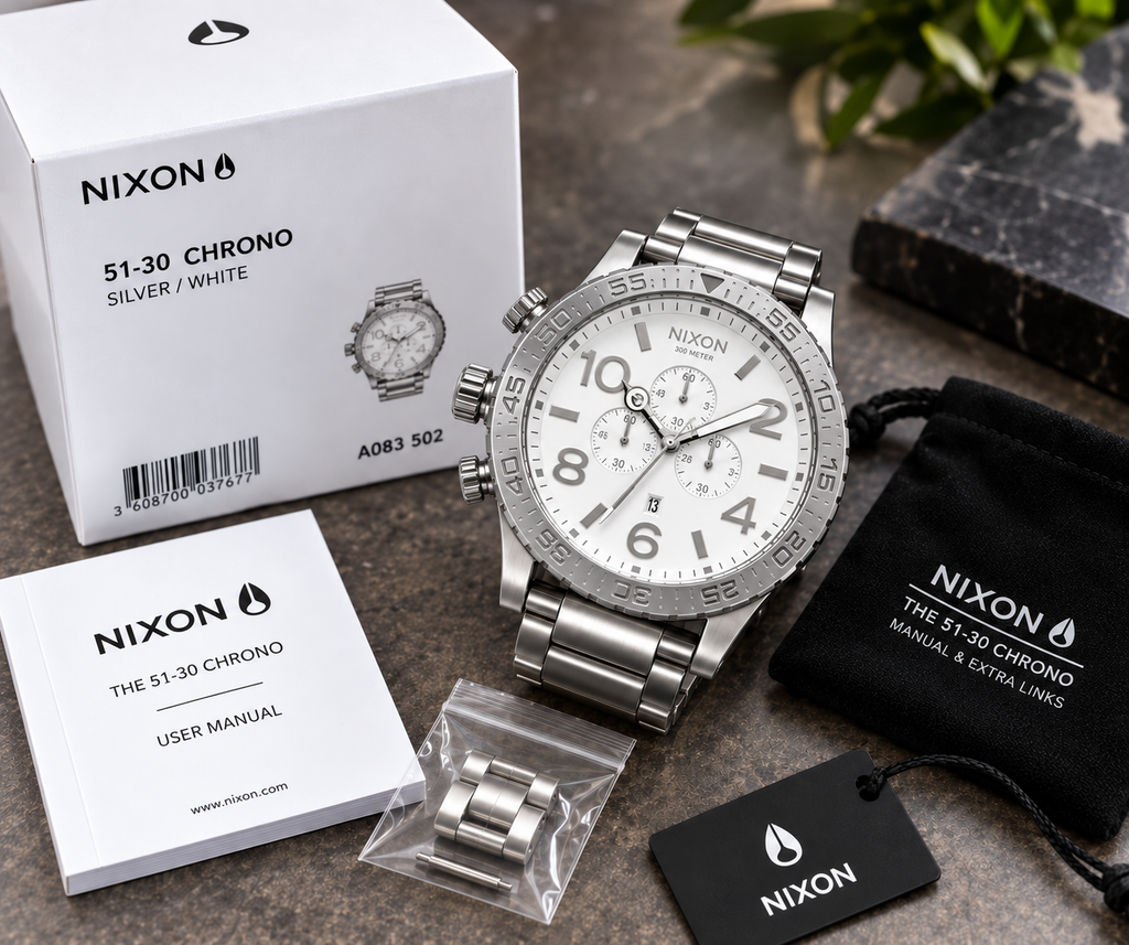 Nixon 51-30 Chrono in Polished Silver — men's watch, view 5