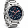 Nixon 51-30 Chrono chronograph watch in All Silver / Navy / Red, 51mm case