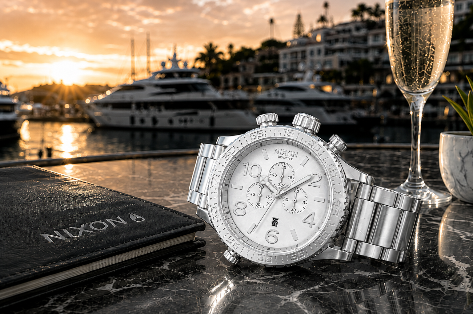 Nixon 51-30 Chrono Polished Silver A083-488